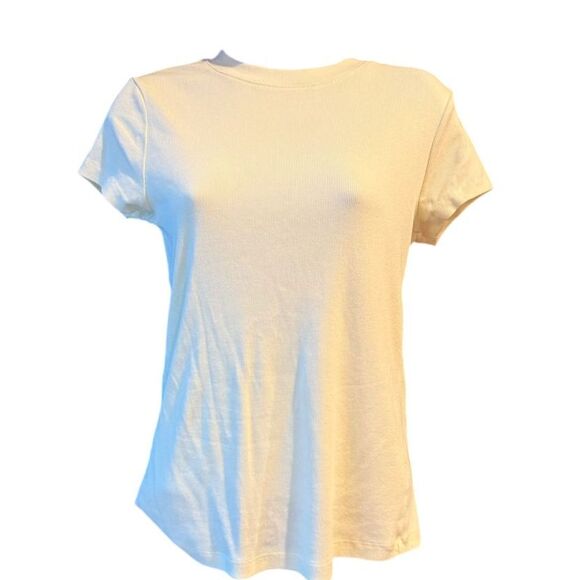 A NEW‎ DAY Ribbed Short Sleeve Layering Essential Tee Shirt Light Yellow Small - Picture 1 of 7